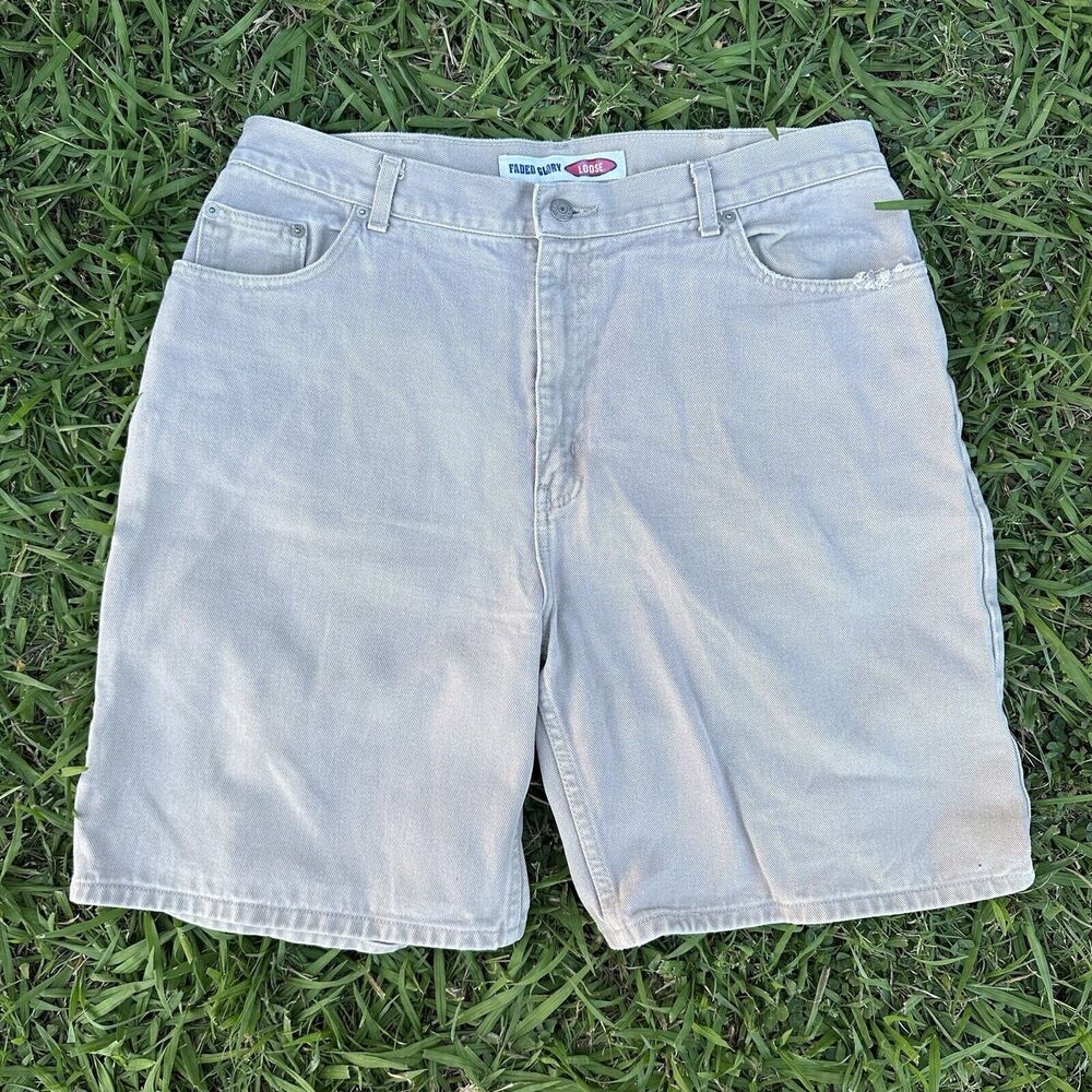 Vtg Y2K Faded Glory Jean Shorts Mens Size 38 Tan Loose‎ Fit Skater Denim